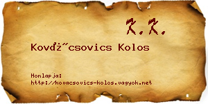 Kovácsovics Kolos névjegykártya